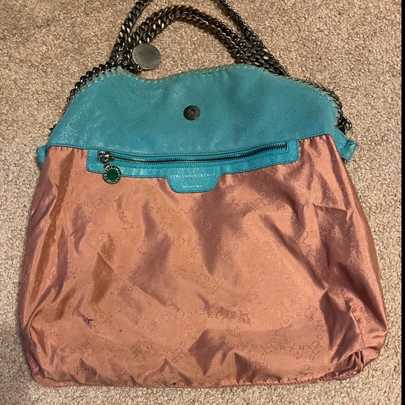 STELLA McCARTNEY Turquoise Falabella Fold-Over Bag!! - Picture 12 of 16